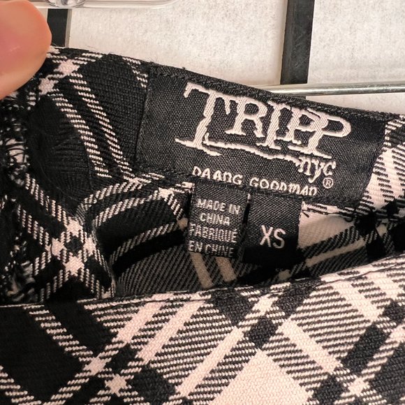 Tripp NYC 90's y2k mini Skater Skirt Black Plaid High Waisted Size women's XS - Picture 6 of 6